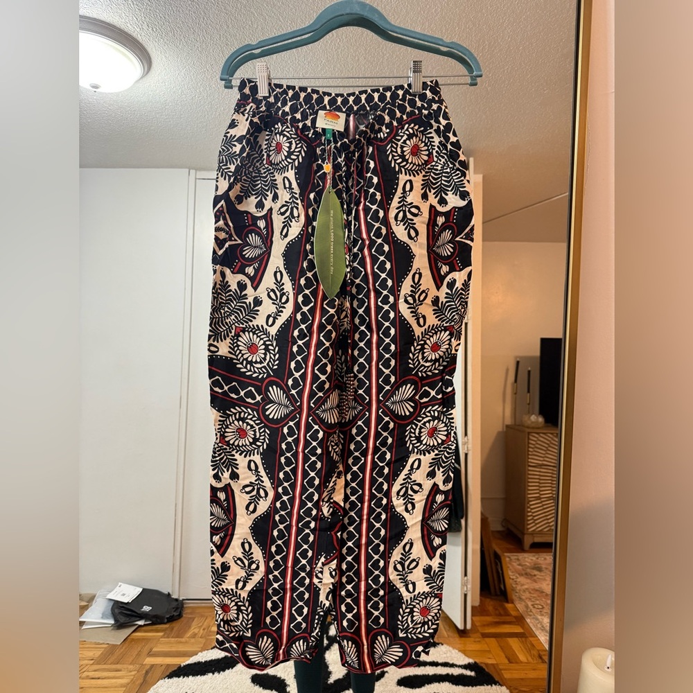 FARM Rio Black and Red Wide Leg Pants